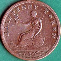reverse of 1/2 Penny - George III (1811 - 1813) coin from Canadian provinces. Inscription: HALFPENNY TOKEN