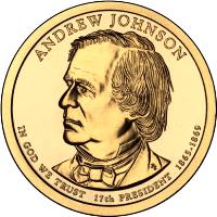 obverse of 1 Dollar - Andrew Johnson (2011) coin with KM# 499 from United States. Inscription: ANDREW JOHNSON IN GOD WE TRUST 17TH PRESIDENT 1865-1869
