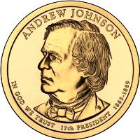 United States coin 1 Dollar - Andrew Johnson (2011) obverse obverse of 1 Dollar - Andrew Johnson (2011) coin with KM# 499 from United States. Inscription: ANDREW JOHNSON IN GOD WE TRUST 17TH PRESIDENT 1865-1869