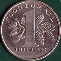 Trinidad and Tobago coin 1 Dollar - Elizabeth II - F.A.O. - Food for All (1969) reverse reverse of 1 Dollar - Elizabeth II - F.A.O. - Food for All (1969) coin with KM# 6 from Trinidad and Tobago. Inscription: FOOD FOR ALL 1 DOLLAR