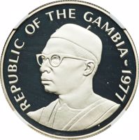Gambia coin 20 Dalasis - Wildlife Conservation (1977) obverse obverse of 20 Dalasis - Wildlife Conservation (1977) coin with KM# 17a from Gambia. Inscription: REPUBLIC OF THE GAMBIA - 1977