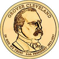 obverse of 1 Dollar - Grover Cleveland, second term (2012) coin with KM# 527 from United States. Inscription: GROVER CLEVELAND IN GOD WE TRUST 24th PRESIDENT 1893-1897