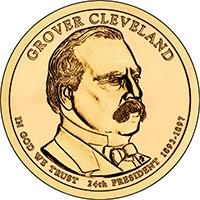 United States coin 1 Dollar - Grover Cleveland, second term (2012) obverse obverse of 1 Dollar - Grover Cleveland, second term (2012) coin with KM# 527 from United States. Inscription: GROVER CLEVELAND IN GOD WE TRUST 24th PRESIDENT 1893-1897