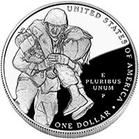 United States coin 1 Dollar - Medal of Honor (2011) reverse reverse of 1 Dollar - Medal of Honor (2011) coin with KM# 504 from United States. Inscription: UNITED STATES OF AMERICA ONE DOLLAR E PLURIBUS UNUM P