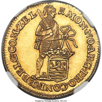 Dutch Republic coin ⅛ Ducat (1773 - 1790) obverse obverse of ⅛ Ducat (1773 - 1790) coin with KM# 98a from Dutch Republic. Inscription: MON • NO • ARG • PRO • CONFOE • BELG • COM • ZEL • (castle)
