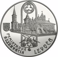 reverse of 20 Euro - Levoča Heritage Site (2017) coin from Slovakia. Inscription: PAMIATKOVÁ REZERVÁCIA LEVOČA