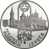 Slovakia coin 20 Euro - Levoča Heritage Site (2017) reverse reverse of 20 Euro - Levoča Heritage Site (2017) coin from Slovakia. Inscription: PAMIATKOVÁ REZERVÁCIA LEVOČA