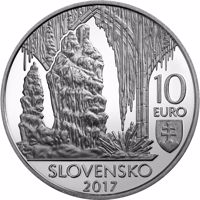 obverse of 10 Euro - World Natural Heritage – Caves of Slovak Karst (2017) coin from Slovakia. Inscription: 10 EURO SLOVENSKO 2017