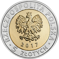 Poland coin 5 Złotych - The Central Industrial District (2017) obverse obverse of 5 Złotych - The Central Industrial District (2017) coin with Y# 976 from Poland. Inscription: RZECZPOSPOLITA POLSKA mw 2017 • 5 ZŁOTYCH •