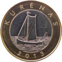 reverse of 2 Litai - Creations of nature and man - Kurenkahn (2013) coin with KM# 188 from Lithuania. Inscription: KURĖNAS 2013