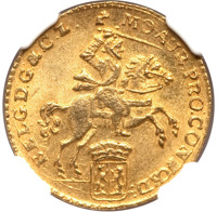 Dutch Republic coin 7 Gulden (1750 - 1762) obverse obverse of 7 Gulden (1750 - 1762) coin with KM# 85.1 from Dutch Republic. Inscription: MO : AUR : PRO : CONFOED : - BELG GELDRIA (: D : G :&C : Z :) mintmark