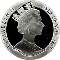Isle of Man coin 10 Crowns - Elizabeth II - Sailboats and Statue of Liberty (1987) obverse obverse of 10 Crowns - Elizabeth II - Sailboats and Statue of Liberty (1987) coin with KM# 181 from Isle of Man. Inscription: ELIZABETH II ISLE OF MAN·1987