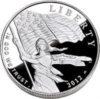 obverse of 1 Dollar - Star Spangled Banner (2012) coin with KM# 530 from United States. Inscription: LIBERTY IN GOD WE TRUST 2012