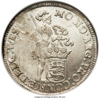Dutch Republic coin 1 Silver Ducat (1695 - 1708) obverse obverse of 1 Silver Ducat (1695 - 1708) coin with KM# 85.4 from Dutch Republic. Inscription: MO: NO: ARG: PRO: CONFOE: BELG: WESTFR(Ri)