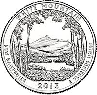 United States coin 1/4 Dollar - White Mountain National Forest, New Hampshire - Washington Quarter; Silver Proof (2013) reverse reverse of 1/4 Dollar - White Mountain National Forest, New Hampshire - Washington Quarter; Silver Proof (2013) coin with KM# 542a from United States.