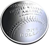 United States coin 1 Dollar - National Baseball Hall of Fame (2014) reverse reverse of 1 Dollar - National Baseball Hall of Fame (2014) coin with KM# 577 from United States. Inscription: UNITED STATES OF AMERICA, E PLURIBUS UNUM, ONE DOLLAR