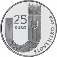 obverse of 25 Euro - 25 Years of Republic Slovakia (2018) coin from Slovakia. Inscription: 25 EURO SLOVENSKO 2018