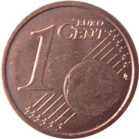 reverse of 1 Euro Cent (2002 - 2016) coin with KM# 210 from Italy. Inscription: 1 EURO CENT LL