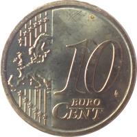 reverse of 10 Euro Cent - 2'nd Map (2008 - 2015) coin with KM# 247 from Italy. Inscription: 10 EURO CENT LL