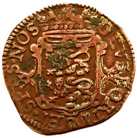Dutch Republic coin 1 Duit (1604 - 1605) obverse obverse of 1 Duit (1604 - 1605) coin with KM# 10 from Dutch Republic. Inscription: DEVS. FORTI. ET. SPES. NOS.