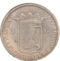 Dutch Republic coin 3 Gulden (1698) obverse obverse of 3 Gulden (1698) coin with KM# 93 from Dutch Republic. Inscription: MO.ARG.ORD.FAD.BELG.CIV.DAVENT