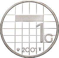 Netherlands coin 1 Gulden - Beatrix - Goodbye of the Guilder (2001) reverse reverse of 1 Gulden - Beatrix - Goodbye of the Guilder (2001) coin with KM# 205a from Netherlands. Inscription: 1G 2001