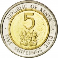 KM# 37.2 REPUBLIC OF KENYA. 5. HARAMBEE. · FIVE SHILLINGS 2010 ·.