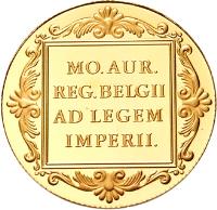 Netherlands coin 1 Golden Ducat - Beatrix - Gold Bullion (1986 - 2015) reverse reverse of 1 Golden Ducat - Beatrix - Gold Bullion (1986 - 2015) coin with KM# 190.2 from Netherlands. Inscription: MO. AUR. REG. BELGII AD LEGEM IMPERII.