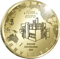 reverse of 10 Euro - Beatrix - Rietveld Schröderhuis (2013) coin with KM# 338 from Netherlands. Inscription: tien euro Rietveld Schröderhuis 2013 WERELD ERFGOED NETHERLANDS