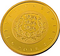 Estonia coin 100 Euro - Centenary of the Republic of Estonia (2018) obverse obverse of 100 Euro - Centenary of the Republic of Estonia (2018) coin from Estonia. Inscription: EESTI VABARIIK 2018
