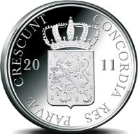obverse of 1 Ducat - Beatrix - North Holland - Silver Bullion (2011) coin with KM# 306 from Netherlands. Inscription: CONCORDIA RES PARVÆ CRESCUNT 2011