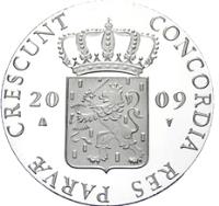 obverse of 1 Ducat - Beatrix - Limburg - Silver Bullion (2009) coin with KM# 293 from Netherlands. Inscription: CRESCUNT CONCORDIA RES PARVAE 2009