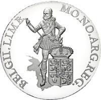 Netherlands coin 1 Ducat - Beatrix - Limburg - Silver Bullion (2009) reverse reverse of 1 Ducat - Beatrix - Limburg - Silver Bullion (2009) coin with KM# 293 from Netherlands. Inscription: BELGII.LIMB. MO.NO.ARG.REG.