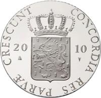 obverse of 1 Ducat - Beatrix - Holland - Silver Bullion (2010) coin with KM# 285 from Netherlands. Inscription: CRESCUNT CONCORDIA RES PARVAE 2010