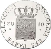 obverse of 1 Ducat - Beatrix - Gelderland - Silver Bullion (2010) coin with KM# 286 from Netherlands. Inscription: CRESCUNT CONCORDIA RES PARVAE 2010