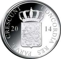 reverse of 1 Ducat - Willem-Alexander - Drenthe - Silver Bullion (2014) coin from Netherlands. Inscription: CONCORDIA RES PARVAE CRESCUNT 2014