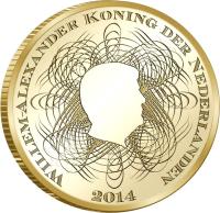 Netherlands coin 10 Euro - Willem-Alexander - 200th anniversary of The Dutch Bank (2014) obverse obverse of 10 Euro - Willem-Alexander - 200th anniversary of The Dutch Bank (2014) coin with KM# 355 from Netherlands. Inscription: WILLEM-ALEXANDER KONING DER NEDERLANDEN 2014