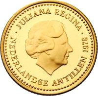 Netherlands Antilles coin 100 Gulden - Juliana - Central Bank (1978) obverse obverse of 100 Gulden - Juliana - Central Bank (1978) coin with KM# 21 from Netherlands Antilles. Inscription: JULIANA REGINA NEDERLANDSE ANTILLEN 1978