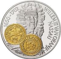 Netherlands Antilles coin 10 Gulden - Beatrix - Gold Rider (2001) reverse reverse of 10 Gulden - Beatrix - Gold Rider (2001) coin with KM# 65 from Netherlands Antilles. Inscription: 1650-1702 WILLEM III VAN ORANJE NASSAU