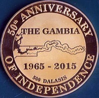 50th ANNIVERSARY. THE GAMBIA. 1965 - 2015. 500 DALASIS. OF INDEPENDENCE.