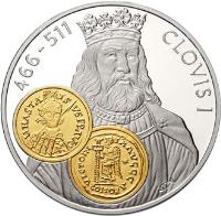 Netherlands Antilles coin 10 Gulden - Beatrix - Clovis I Tremissisfiorino d'oro (2001) reverse reverse of 10 Gulden - Beatrix - Clovis I Tremissisfiorino d'oro (2001) coin with KM# 51 from Netherlands Antilles. Inscription: 466-511 CLOVIS I