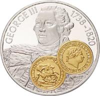 Netherlands Antilles coin 10 Gulden - Beatrix - George III Sovereign (2001) reverse reverse of 10 Gulden - Beatrix - George III Sovereign (2001) coin with KM# 71 from Netherlands Antilles. Inscription: GEORGE III 1738-1820