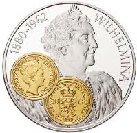 Netherlands Antilles coin 10 Gulden - Wilhelmina - Gold Trade Coins (2001) reverse reverse of 10 Gulden - Wilhelmina - Gold Trade Coins (2001) coin with KM# 70 from Netherlands Antilles. Inscription: 1880-1962 WILHELMINA