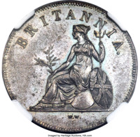 reverse of 1 Obol - George III (1819) coin with KM# Pn4 from Ionian Islands. Inscription: BRITANNIA. W.W.