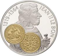 Netherlands Antilles coin 10 Gulden - Beatrix - John II Franc d'or a cheval (2001) reverse reverse of 10 Gulden - Beatrix - John II Franc d'or a cheval (2001) coin with KM# 57 from Netherlands Antilles. Inscription: 1319-1364 JEAN II LE BON