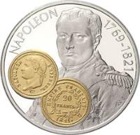 Netherlands Antilles coin 10 Gulden - Beatrix - Napoleon Bonaparte 20 Francs (2001) reverse reverse of 10 Gulden - Beatrix - Napoleon Bonaparte 20 Francs (2001) coin with KM# 69 from Netherlands Antilles. Inscription: NAPOLEON 1769-1821