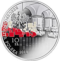 obverse of 10 Złotych - We Poles, proud and free: 1918-2018 (2018) coin from Poland. Inscription: RZECZPOSPOLITA POLSKA mw 10 ZŁ 2018