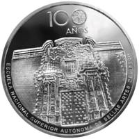 Peru coin 1 Sol - 100 years of School of Fine Arts (2018) obverse obverse of 1 Sol - 100 years of School of Fine Arts (2018) coin from Peru. Inscription: 100 AÑOS ESCUELA NACIONAL SUPERIOR AUTÓNOMA DE BELLAS ARTES DEL PERÚ