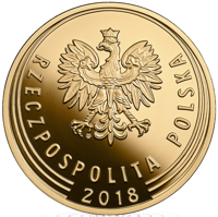 obverse of 1 Złoty - 100th Anniversary of Regaining Independence by Poland (2018) coin from Poland. Inscription: mw RZECZPOSPOLITA POLSKA 2018