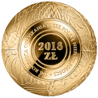 reverse of 2018 Złotych - 100th Anniversary of Regaining Independence by Poland (2018) coin from Poland. Inscription: 2018 ZŁ 100. ROCZNICA ODZYSKANIA PRZEZ POLSKĘ NIEPODLEGŁOŚCI •